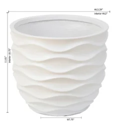 LuxenHome White MgO 11.6-Inch H Waves Round Planter 9 LuxenHome White MgO 11.6-Inch H Waves Round Planter -Outdoor Garden Store GUEST a1484439 893c 4a69 ab43 b2188ed49cdd
