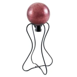 21.5" Iron Daffodil Gazing Globe Ball Stand Black Powder Coat Finish - ACHLA Designs