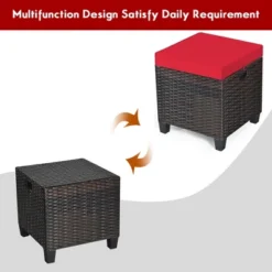 Costway 2PCS Patio Rattan Ottoman Cushioned Seat Foot Rest Coffee Table Red -Outdoor Garden Store GUEST a1859c0e c3d6 4a74 8c53 2d248e0fe2cf