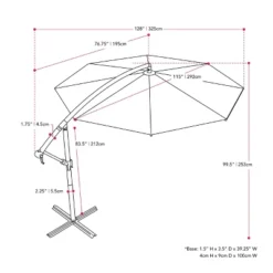 9.5' UV Resistant Offset Tilting Cantilever Patio Umbrella - CorLiving -Outdoor Garden Store GUEST a1f66f2f e603 468c bafd b0b1a3d1e1fa
