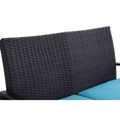 Rattan Wicker Patio Loveseat - Captiva Designs 4 Rattan Wicker Patio Loveseat - Captiva Designs - Image 4