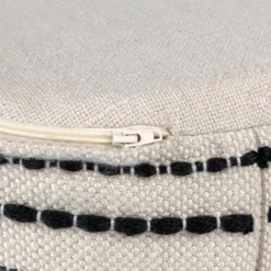 Northlight 18" Striped Cream And Black Outdoor Woven Pouf Ottoman -Outdoor Garden Store GUEST a239571e 92c4 44a5 a0b4 f486ca5d66cc