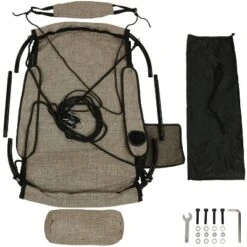 Sunnydaze Decor Sunnydaze Outdoor Olefin Hanging Hammock Chair Swing With Armrests, Side Pouch, Pillow, And Footrest - Beige -Outdoor Garden Store GUEST a2c60e3d 7134 4a5c ac2e 3f8353de1fad