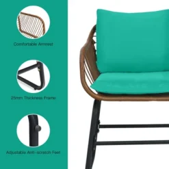 Costway 3PCS Patio Rattan Bistro Set Cushioned Chair Glass Table Deck WhiteTurquoise 16 Costway 3PCS Patio Rattan Bistro Set Cushioned Chair Glass Table Deck WhiteTurquoise -Outdoor Garden Store GUEST a2fadc17 f273 4ede b748 483200619940