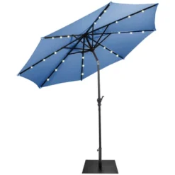 Costway 9ft Market Patio Umbrella W/Solar Lights & 40 LBS Steel Umbrella Stand -Outdoor Garden Store GUEST a30c7141 04a0 4ef3 a91a 321e51c3f978