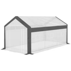 Outsunny 20' X 10' X 9' Walk-In Greenhouse, Outdoor Gardening Canopy With 6 Roll-up Windows, 2 Zippered Doors & Weather Cover, White -Outdoor Garden Store GUEST a3435d0e 283b 4cfd 9bcb c8a61c466e98