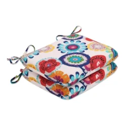 2pc Crosby Floral Outdoor Rounded Corners Chair Cushions - Pillow Perfect -Outdoor Garden Store GUEST a35b9124 e99d 4328 90c7 3bdf1a9a15ae