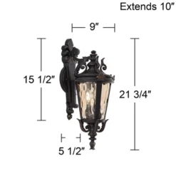 John Timberland Casa Marseille Rustic Outdoor Wall Light Fixture Valencia Bronze Scroll 21 3/4" Champagne Hammered Glass For Post Exterior Barn Deck -Outdoor Garden Store GUEST a4618dd3 460f 46e0 92c2 1ea5f5cdc606