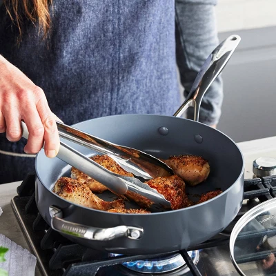 GreenPan Valencia Pro 4.5qt Saute Pan With Helper Handle & Lid Black 1 GreenPan Valencia Pro 4.5qt Saute Pan With Helper Handle & Lid Black