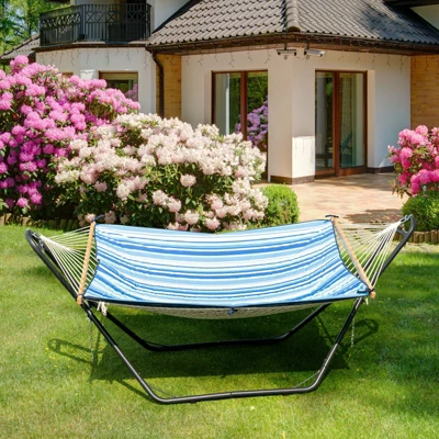 Costway Hammock Stand Heavy Duty Steel Frame Hanging Hooks Indoor Outdoor 3 Costway Hammock Stand Heavy Duty Steel Frame Hanging Hooks Indoor Outdoor - Image 3