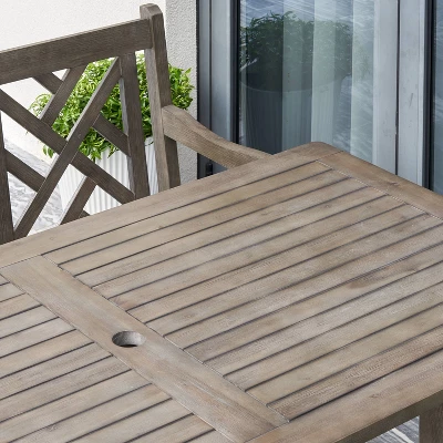 Azen 5pc Outdoor Reynard Durable Farmhouse Acacia Hardwood Dining Set Gray Wash 3 Azen 5pc Outdoor Reynard Durable Farmhouse Acacia Hardwood Dining Set Gray Wash - Image 3