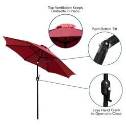 Emma And Oliver 9' Outdoor Patio Umbrella-Crank & Tilt Function - 1.5" Diameter Steel Pole -Outdoor Garden Store GUEST a79ff597 36b6 46fc 9e64 83be7a3db27e