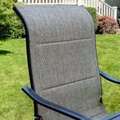 5pc Outdoor Dining Set With Padded Sling C-Spring Chairs & Round Metal Table With Umbrella Hole - Black - Captiva Designs -Outdoor Garden Store GUEST a9ea612c 54ec 4c9d 8b5d 60ca9813bcac