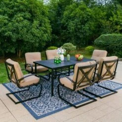 Captiva Designs 7pc Outdoor Dining Set With C-Spring Motion Chairs & Metal Table With Umbrella Hole 31 Captiva Designs 7pc Outdoor Dining Set With C-Spring Motion Chairs & Metal Table With Umbrella Hole -Outdoor Garden Store GUEST a9eadf4a 6ecc 4765 803e c94bf46ec63c