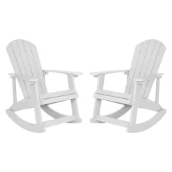 Merrick Lane Set Of 2 All-Weather Polyresin Adirondack Rocking Chair With Vertical Slats -Outdoor Garden Store GUEST aa529507 48a2 4bbd b910 532a0edb656c