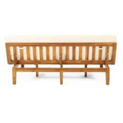 Jill Outdoor Acacia Wood Convertible Daybed With Cushions Teak/Beige - Christopher Knight Home -Outdoor Garden Store GUEST aa8993d7 09f8 43f5 b0dd 869174fdcc9e