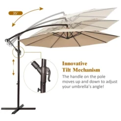 Costway 10FT Patio Offset Hanging Umbrella Easy Tilt Adjustment 8 Ribs Backyard BurgundyBeigeTanBlue 16 Costway 10FT Patio Offset Hanging Umbrella Easy Tilt Adjustment 8 Ribs Backyard BurgundyBeigeTanBlue -Outdoor Garden Store GUEST abd7ccd0 d69c 4ff6 b3af 055657c4d23e