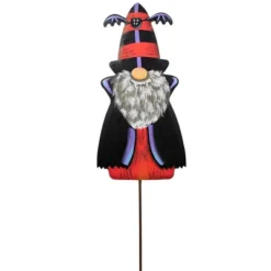 Halloween 34.5" Count Gregor Gnome Garden Stake Round Top Collection - Decorative Garden Stakes