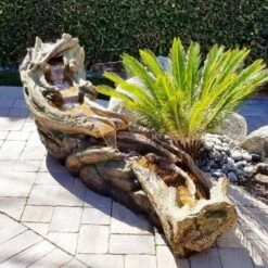 26" Tiered Wood River Stream Fountain With LED Lights Gray/White - Alpine Corporation