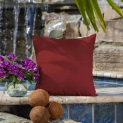 2pk Leala Texture Square Outdoor Throw Pillows Ruby - Arden Selections