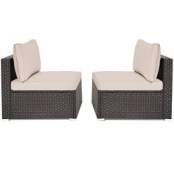 Costway 2PCS Patio Rattan Armless Sofa Sectional Conversation Furniture Set W/Cushion -Outdoor Garden Store GUEST ad0af168 9385 4438 ba73 89f22b85160b