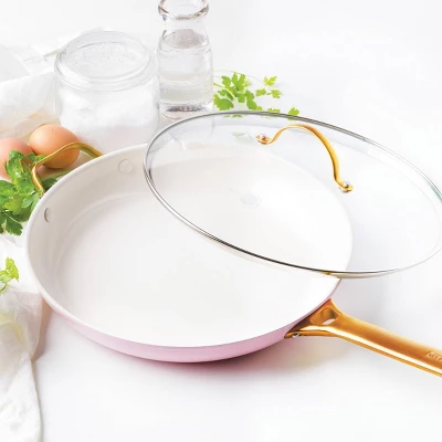 GreenPan Reserve 12" Frypan With Helper Handle & Lid Blush 4 GreenPan Reserve 12" Frypan With Helper Handle & Lid Blush - Image 4