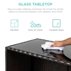 Best Choice Products 3-Piece All-Weather Wicker Bar Table Set For Patio, Backyard W/ 2 Stools, Glass Tabletop - Brown -Outdoor Garden Store GUEST ad8f0cdc bd88 4437 a217 901692e0f707