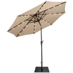 Costway 9ft Market Patio Umbrella W/Solar Lights & 40 LBS Steel Umbrella Stand -Outdoor Garden Store GUEST adacf937 6b50 4535 8be0 7b63ac9eed5c