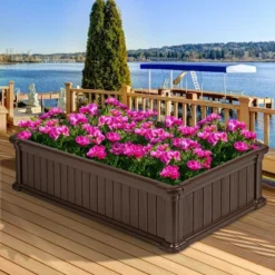 Costway 48''x24'' Raised Garden Bed Rectangle Plant Box Planter Flower Vegetable Brown -Outdoor Garden Store GUEST af575a90 2b5a 4728 9009 cd5681da2b52