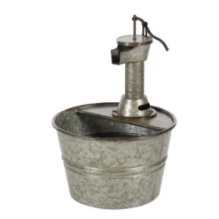18" X 15" Farmhouse Metal Fountain Gray - Olivia & May -Outdoor Garden Store GUEST afdb5218 ea80 4c82 9258 afcabffc9442
