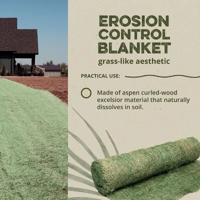DeWitt AEC-SEGRN4 Curlex I 4 X 112.5 Feet Single Layer Excelsior Biodegradable Commercial And Home Landscaping Erosion Control Blanket, Green 1 DeWitt AEC-SEGRN4 Curlex I 4 X 112.5 Feet Single Layer Excelsior Biodegradable Commercial And Home Landscaping Erosion Control Blanket, Green