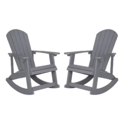 Merrick Lane Set Of 2 All-Weather Polyresin Adirondack Rocking Chair With Vertical Slats -Outdoor Garden Store GUEST b09938f3 d303 4d0a 9c7a ec24a1a90866