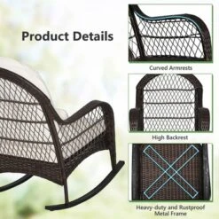 Costway 2PCS Patio Wicker Rocking Chair W/Seat Back Cushions & Lumbar Pillow Balcony 15 Costway 2PCS Patio Wicker Rocking Chair W/Seat Back Cushions & Lumbar Pillow Balcony -Outdoor Garden Store GUEST b0c30b82 ae15 4657 98ca 0ac17be1d538