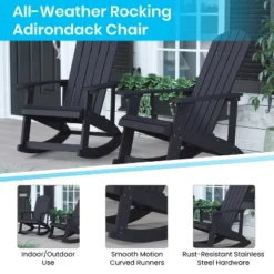 Flash Furniture Set Of 4 Savannah All-Weather Poly Resin Wood Adirondack Rocking Chairs With Side Table -Outdoor Garden Store GUEST b10ac1ca 72e0 4a41 9181 c98bfe18817a