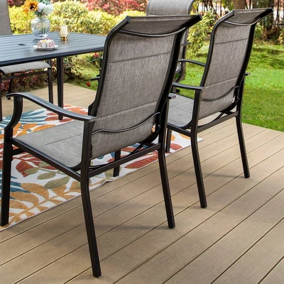 7pc Patio Dining Set With Steel Table With Umbrella Hole & Metal Padded Arm Chairs - Captiva Designs 9 7pc Patio Dining Set With Steel Table With Umbrella Hole & Metal Padded Arm Chairs - Captiva Designs - Image 9