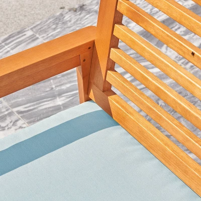 Waimea Honey Slatted Eucalyptus Wood Outdoor Dining Armchair With Cushion - Vifah 5 Waimea Honey Slatted Eucalyptus Wood Outdoor Dining Armchair With Cushion - Vifah - Image 5