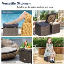 Costway 2PCS Patio Rattan Ottomans Seat Side Table Storage Box Footstool W/Cushions Navy -Outdoor Garden Store GUEST b28fba27 42a4 4420 9c90 3a7a1cd77d0b