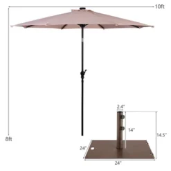 Costway 10ft Solar Lights Patio Umbrella Outdoor W/ 50 LBS Movable Umbrella Stand Red