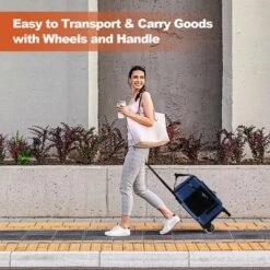 Costway 50-Can 3-in-1 Insulated Rolling Cooler With Adjustable Handle & Bottom Plate Blue/Grey -Outdoor Garden Store GUEST b32f4ca0 9e0a 4e95 8d87 2dfc924943d1