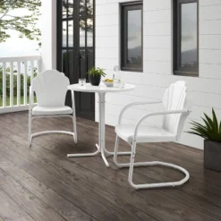 Tulip 3pc Outdoor Bistro Set With Table & 2 Chairs - White - Crosley -Outdoor Garden Store GUEST b3aed329 d5fa 4821 98df 0dcda518e80e