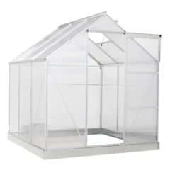 Outsunny Polycarbonate Greenhouse With Aluminum Frame, Walk-in Garden Greenhouse Kit With Adjustable Roof Vent, Rain Gutter And Sliding Door For Winter, Silver -Outdoor Garden Store GUEST b40be38b f511 45c5 b9a3 2b28ecd40763