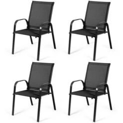Costway 4PCS Patio Chairs Garden Deck Yard With Armrest Brown/Beige/Gray -Outdoor Garden Store GUEST b4950622 8152 4dce 9bbd 03c2be220ff9