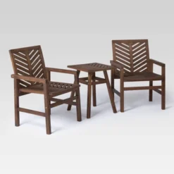 3pc Slatted Chevron Acacia Wood Patio Chat Set - Saracina Home -Outdoor Garden Store GUEST b555b5d1 1adb 44dc 89cc de438e14488a