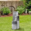 Northlight 24" Gray Speckled Modern Style 3-Tier Rainfall Outdoor Water Fountain