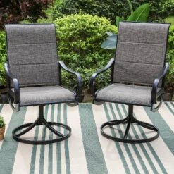 Patio Set With Steel Table With 1.57" Umbrella Hole & Steel Swivel Sling Arm Chairs - Captiva Designs -Outdoor Garden Store GUEST b661f209 8e62 42d0 a960 a8bddabf7e11