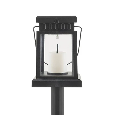 Set Of 6 Outdoor Solar Powered Hanging/Stake Lanterns Black - Alpine Corporation 2 Set Of 6 Outdoor Solar Powered Hanging/Stake Lanterns Black - Alpine Corporation - Image 2