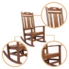 PolyTEAK Porch Rockers Collection Poly Lumber Wood Alternative All Weather Modern Outdoor Rocking Chair For Patios, Porches, And Pool Side, Brown