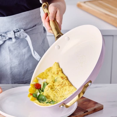 GreenPan Reserve 12" Frypan With Helper Handle & Lid Blush 1 GreenPan Reserve 12" Frypan With Helper Handle & Lid Blush