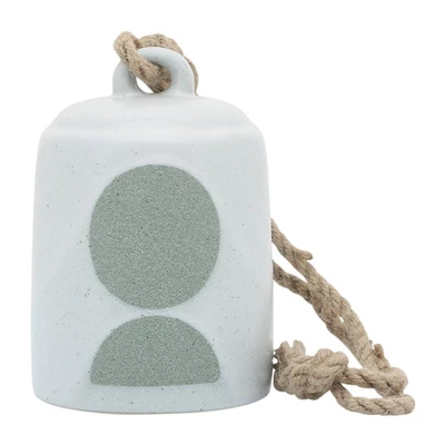 5" Ceramic Hanging Bell Circles White/Green - Sagebrook Home 1 5" Ceramic Hanging Bell Circles White/Green - Sagebrook Home