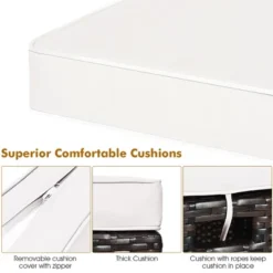 Costway 2PCS Patio Rattan Ottoman Cushioned Seat Beige -Outdoor Garden Store GUEST b7f958b2 648c 4371 8ac6 a3eda38fe592